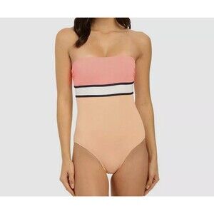 Vince Camuto sz 8 Coral One Piece Bandeau Top Color block Swimsuit
